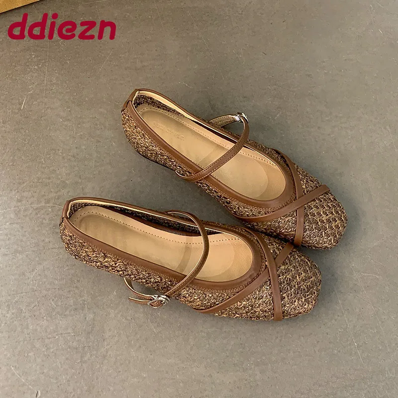 

Модные плетеные женские туфли Мэри Джейн на плоской подошве с увеличивающими рост, женская обувь с пряжкой и ремешком, женская обувь на плоской подошве на мелкой подошве