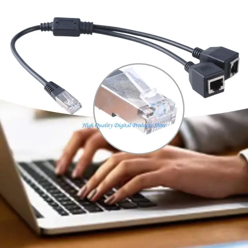 U2JE Quality RJ45 Ethernet Splitter Adapter 1 Male 2 Female Ports for Stable Internet