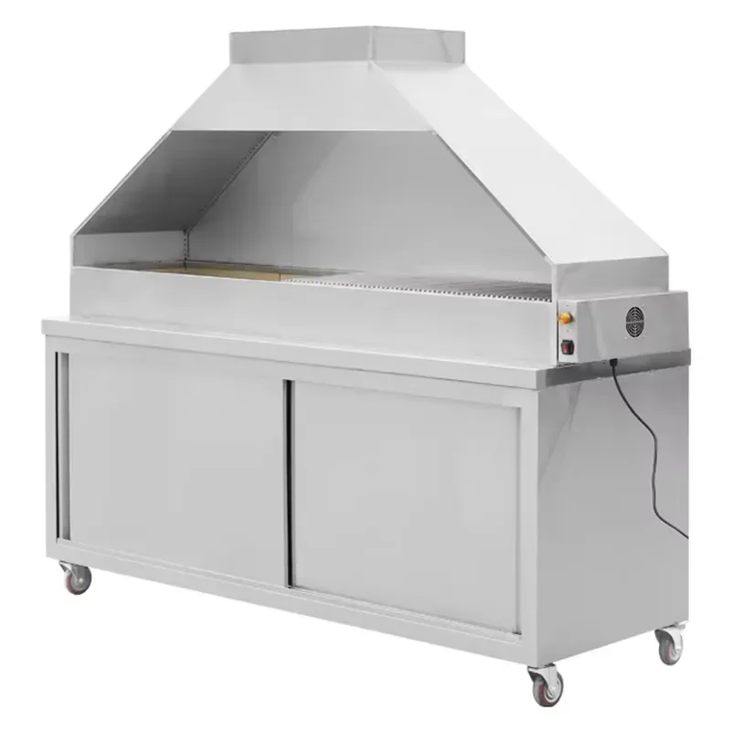 Heavy Duty Commercial Stainless Steel Charcoal BBQ Grill with Draft Fan Outdoor Cooking Barbecue for Restaurant Catering