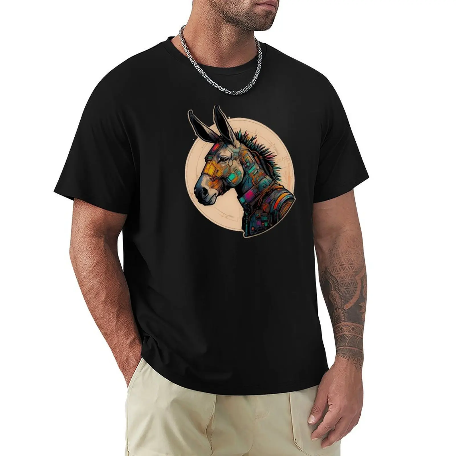Futuristic Donkey Cyborg in Beautiful RGB Colors T-Shirt Standard Fit Solid Tee Shirt