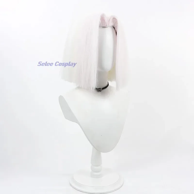 Hazbin Lute Wig Angel Cosplay White hair Hotel Anime Cosplay Halloween Carnaval Fancy Party Silver Color Anime Cosplay Prop