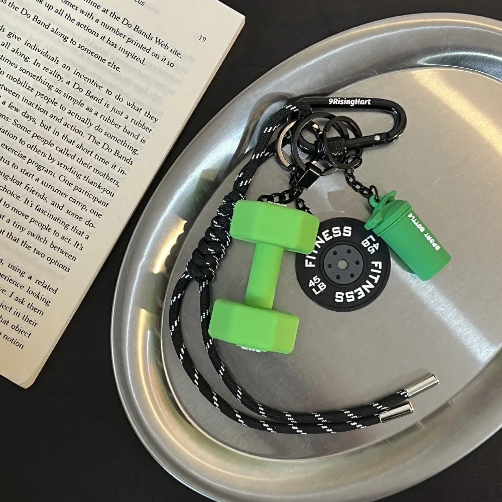 

Mini Fitness Series Pendant with D-shaped Buckle Colorful Barbell Plates Key Chain Bag Charm Kettlebells