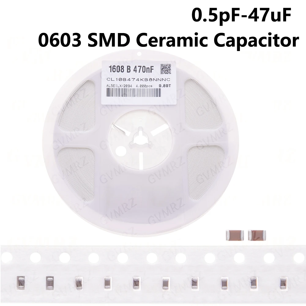 1reel 4000pcs 0603 2.2UF 4.7UF 10UF 1PF SMD IBUW Thick Film Chip Multilayer Ceramic Capacitor 0.5pF-47uF 10NF 100NF