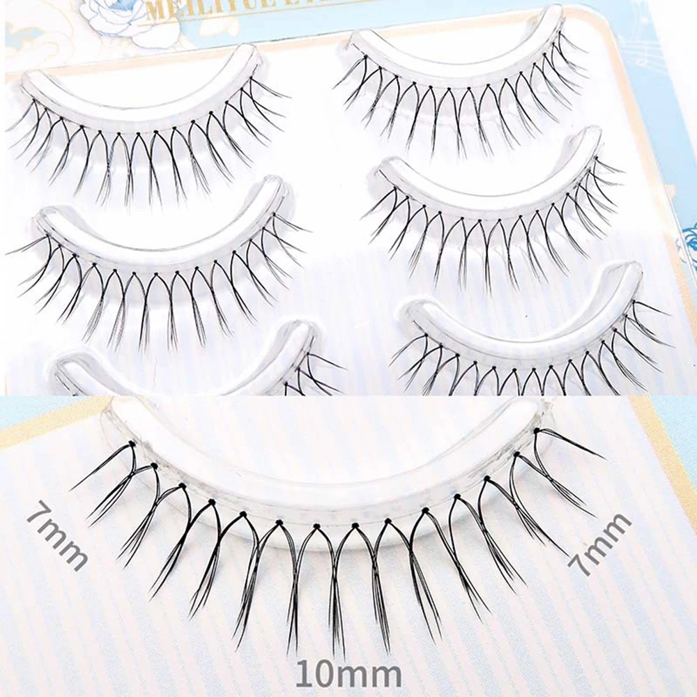 10pairs 3D V-vormige Valse Wimpers Koreaanse U-vormige Valse Wimpers Comic Eye Faux Nertsen Wimpers Transparante Stem Lash Extension