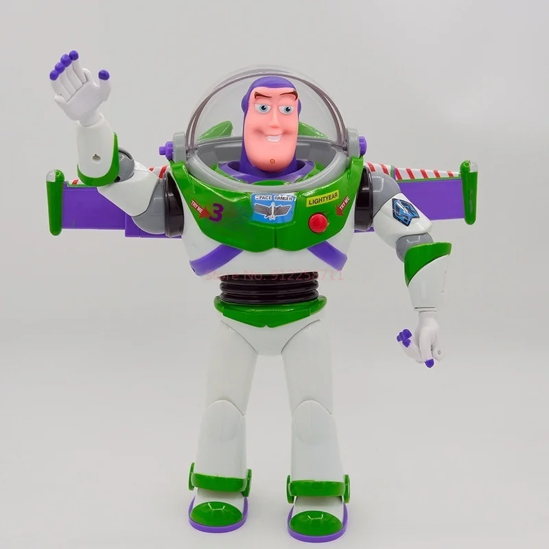 新しい本物の 33 センチメートルディズニートイストーリーバズ・ライトイヤー宇宙船サウンドモデル人形デスクトップコレクションアクションフィギュアモデルおもちゃ