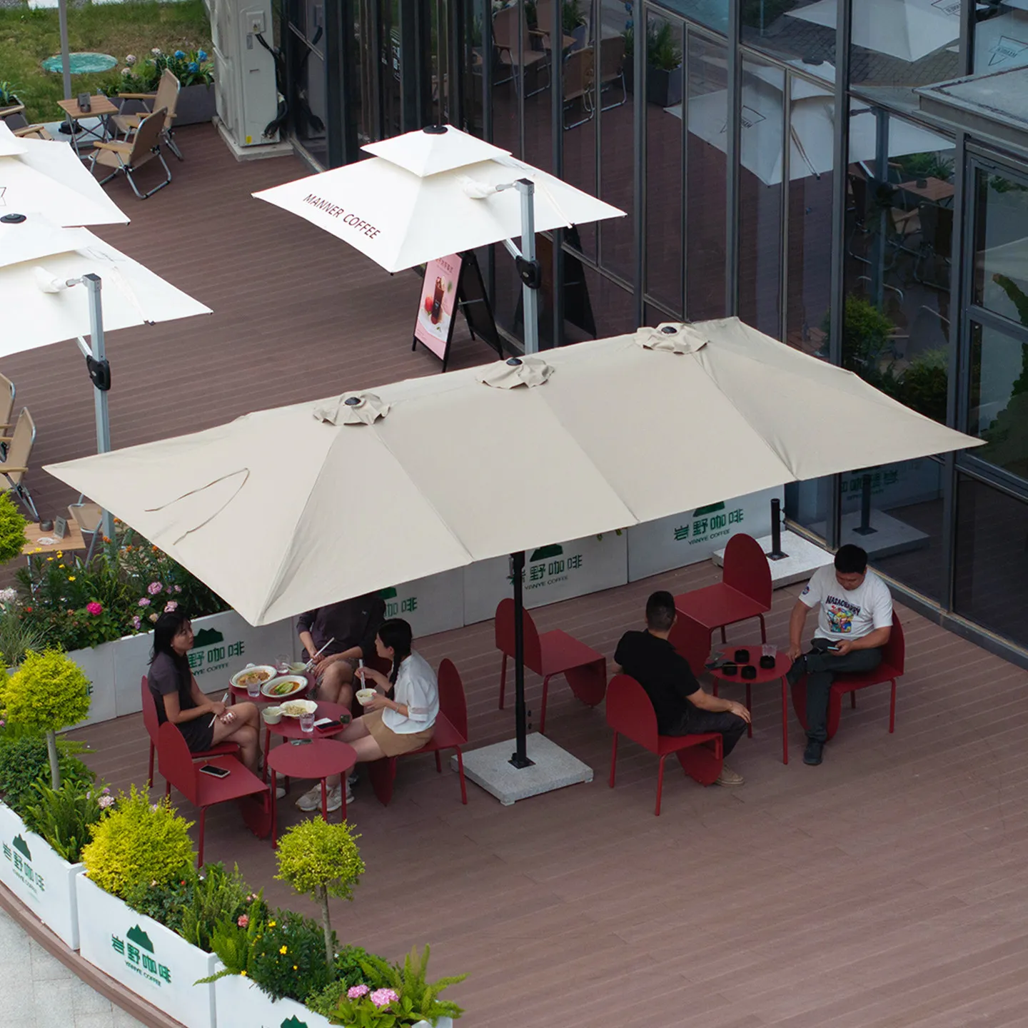 & Rectangular Double-Ended Outdoor Sunshade Umbrella Disassembly Assembly 80kg Water-Filled Base for Courtyard Small Yard Homest