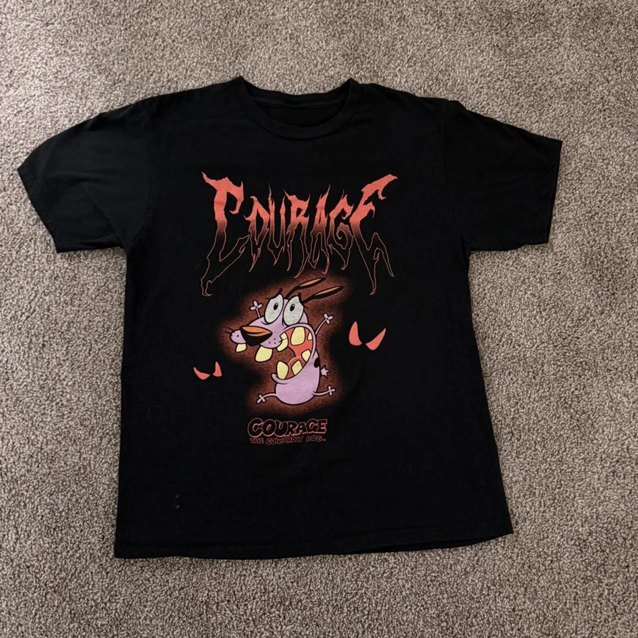 Vintage Courage The Cowardly Dog Cartoon Print Short Sleeve T-Shirt Retro Unisex Graphic Tee 90s Nostalgia Summer Streetwear Tee