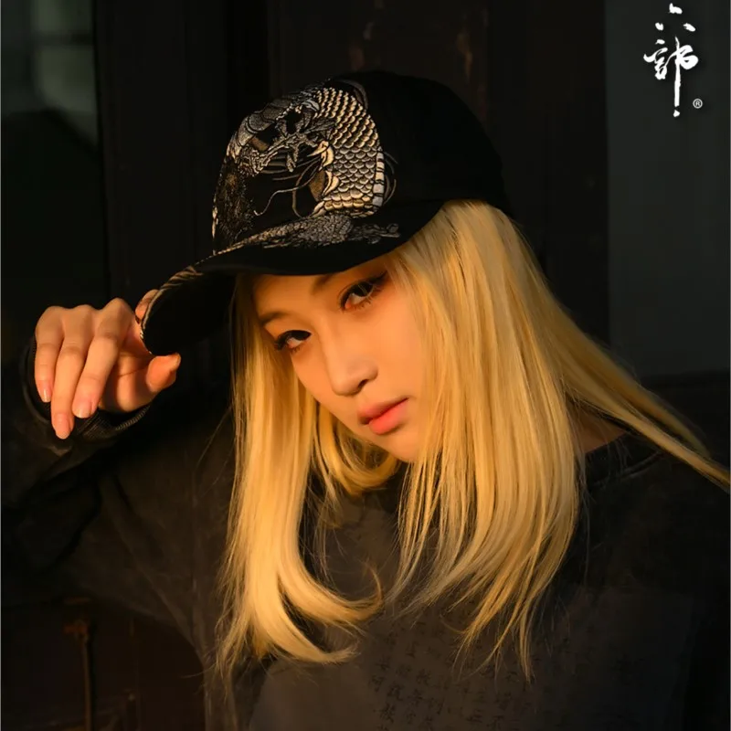 Chinese style full embroidered men's and women's adjustable curved brim baseball peaked cap