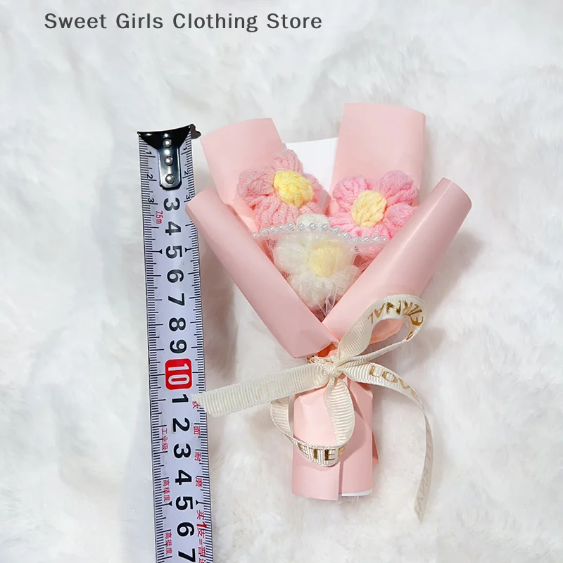 2Pcs Creative Mini Woolen Yarn Bouquet DIY Handmade Daisy Eternal Dried Flowers Mini Crochet Bouquets Mother's Day Gifts Decor
