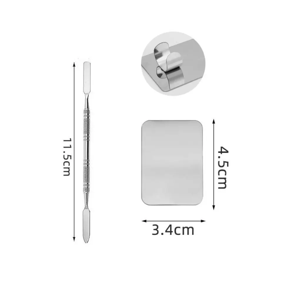 

Beauty Steel Cosmetic Palette Spatula Silver Stainless Steel Makeup Plate Tray Multifunctional Foundation Eye Shadow Mixing Tool