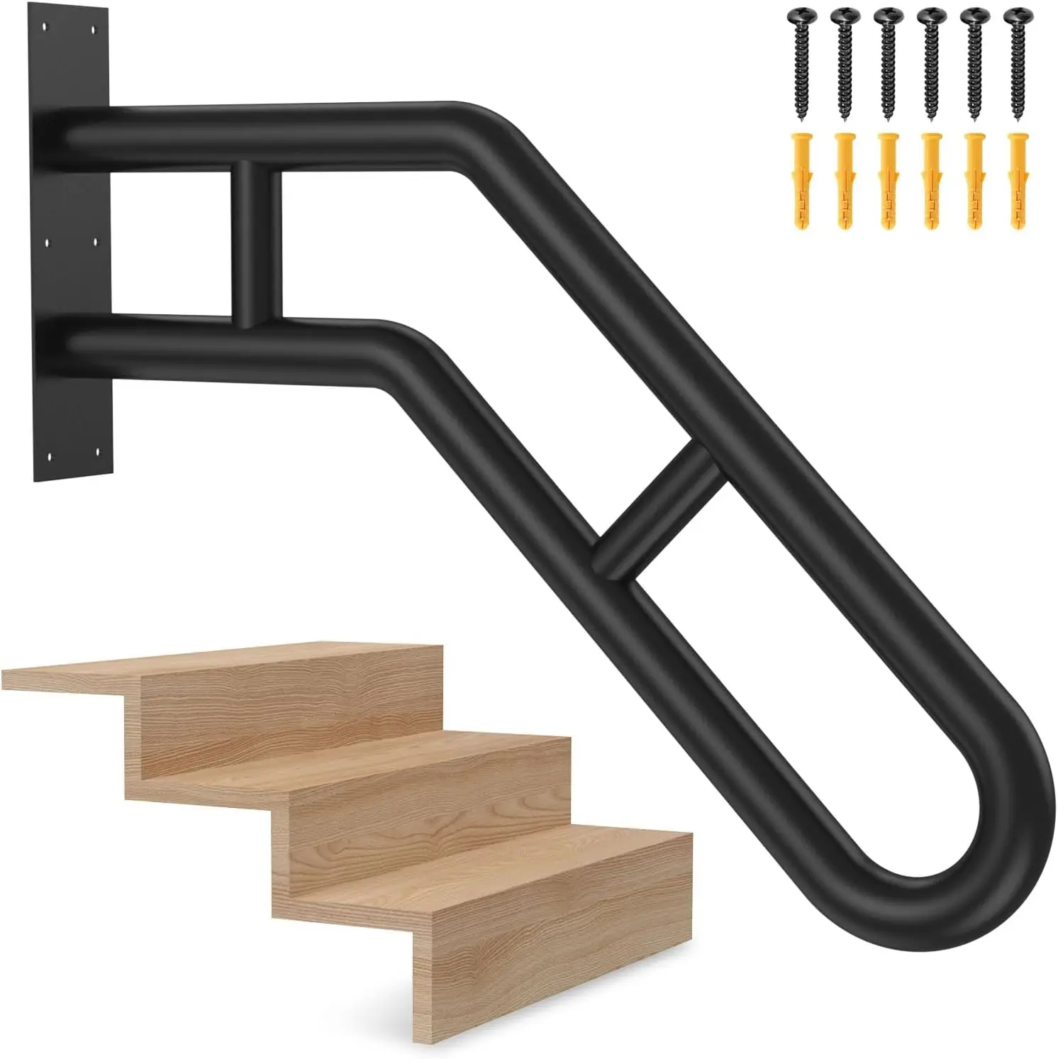 

Wall Mount Handrail for Outdoor Steps, 25.8'' Black Grab Bar for Garage, Porch, Garden Stairs Safety