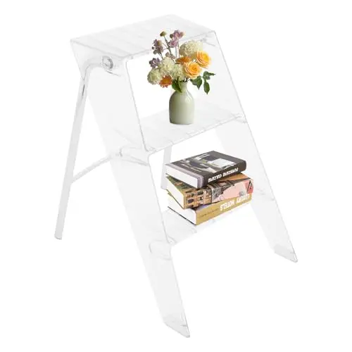 3 Step Folding Step Stool, Folding Step Stool for Adults with Widened Anti-Slip Pedals & Can be Used As A Storage Rack