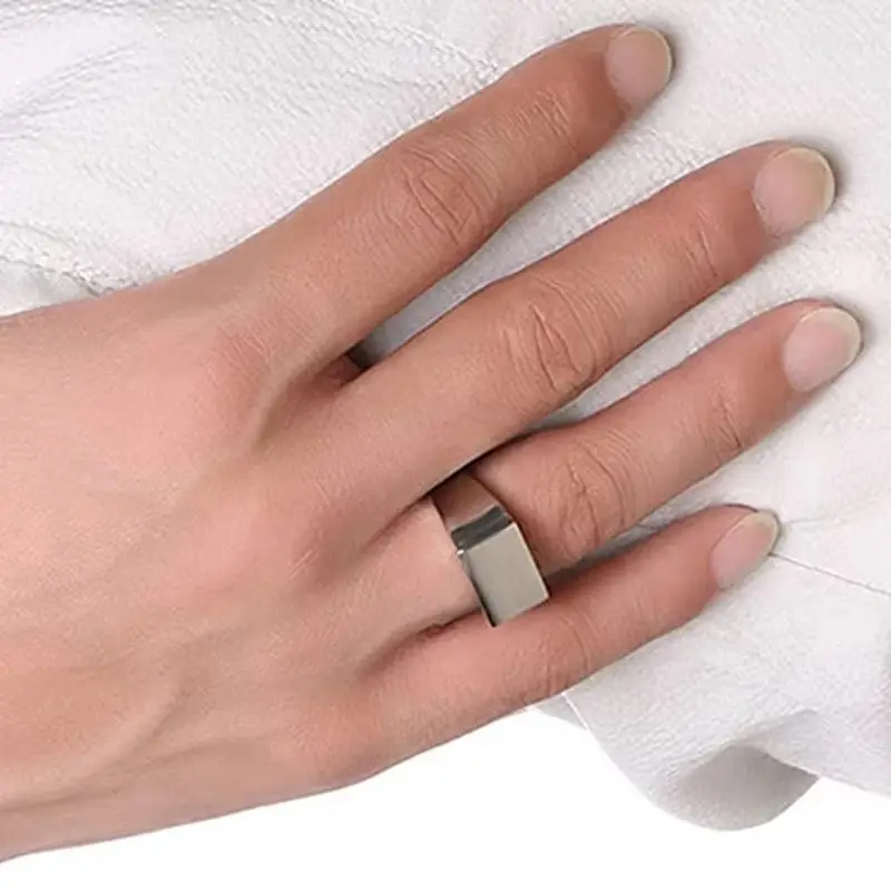 2025 خاتم هندسي بسيط ناعم للنساء والرجال من الفولاذ المقاوم للصدأ شريط مربع علوي مسطح خاتم سيدة مجوهرات الحفلات هدية #1