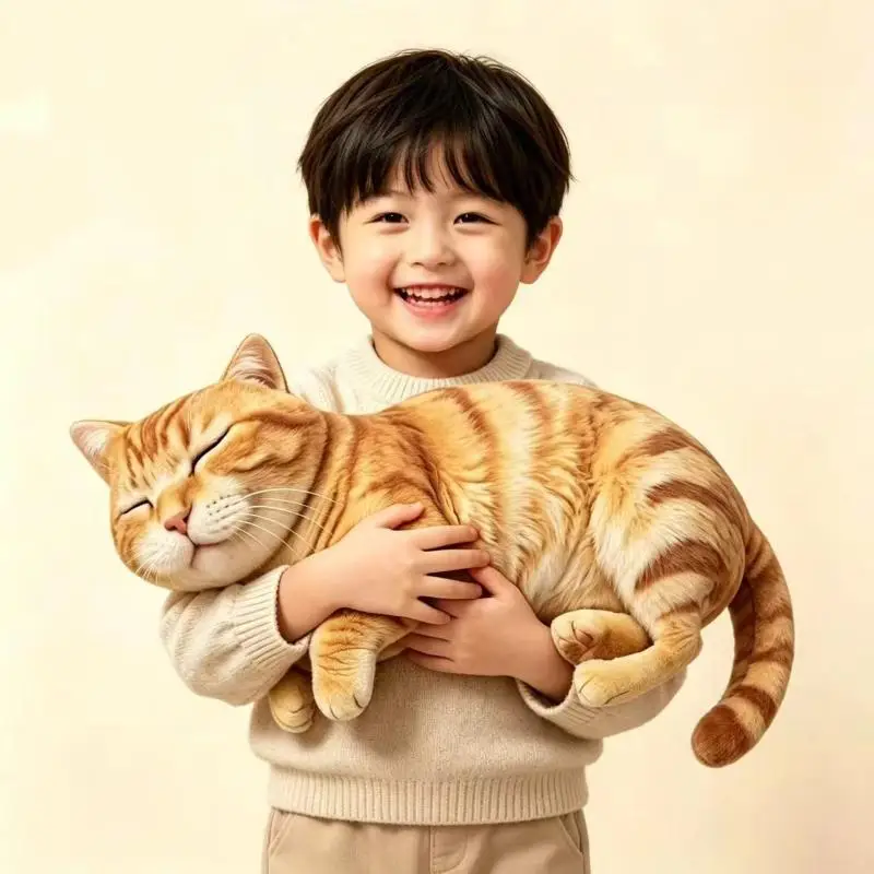 Realistic Sleeping Doll Simulated Cat Dinosaur Stuffed Plush Soft Cotton Kawaii Throw Pillow For Home Decor