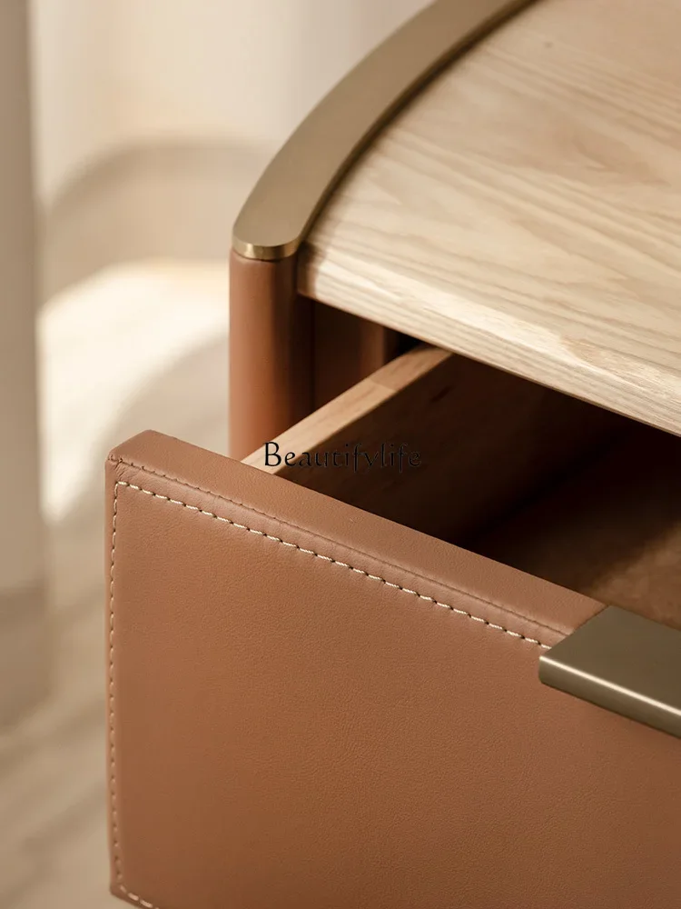 Bedroom solid wood bedside table light luxury simple modern small bedside cabinet