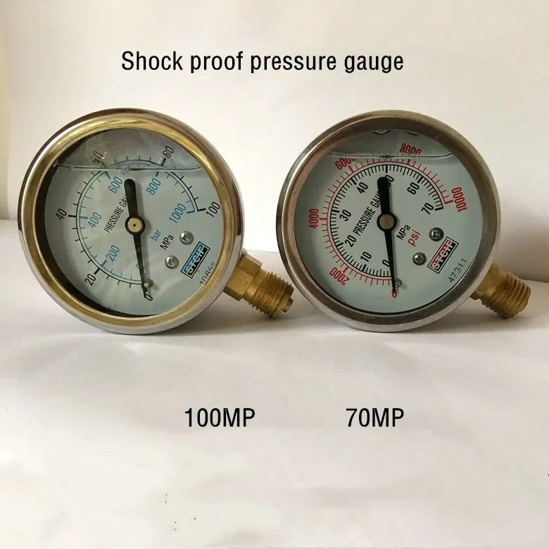 Stoß festes Manometer yn-600-100mpa 1 / 4 Öldruck manometer 0-1000bar Hochdruck manometer Hydraulik manometer