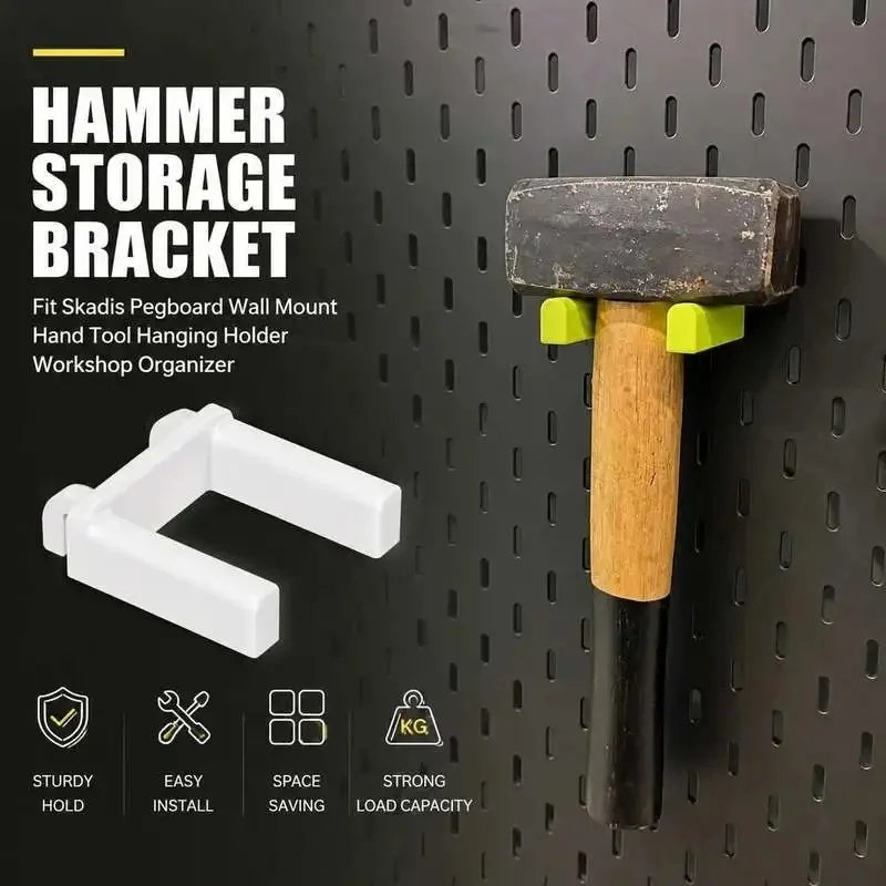 Hammer Hanger Mount Bracket Storage Accessory Works With Skadis Pegboard Workshop Tool Arrangement