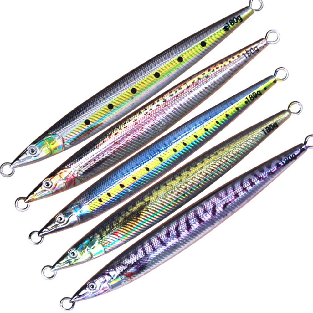 60g80g100g120g150g180g Shore Jigging Lure Metal Jig Sea Bass Spoon Baits Boat Fishing Tackle for Tuna Mahi Marlin Leurres Souple