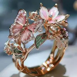 Fashion Butterfly Ring Crafts Gift Finger Decorations Non-fading Vintage Rings Jewelry Accessories