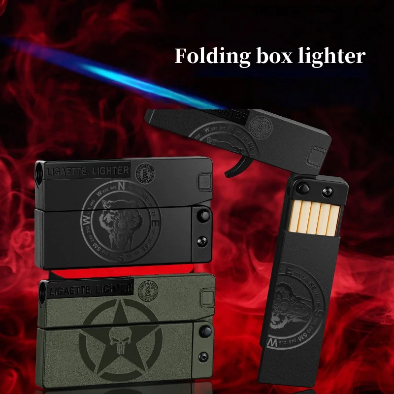 

Multifunctional Windproof Straight Forward Folding Cigarette Box Lighter Creative Design Cigar Moxibustion Fun Cigarette Lighter