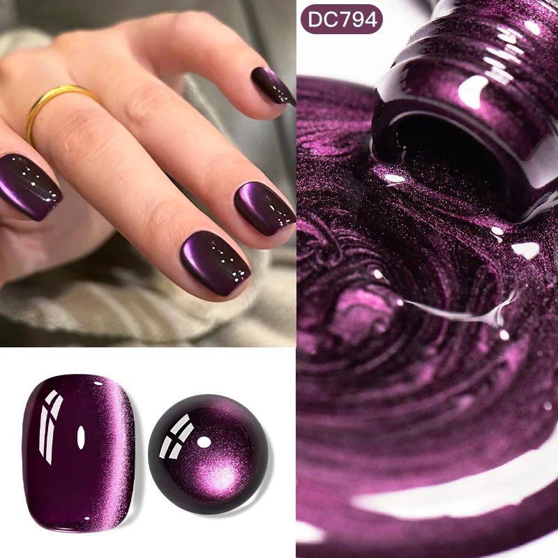 7ml Sparkling Glass Bead Cat Magnetic Gel Nail Polish Flash Black Spar Red Color Semi Permanent Soak Off UV Summer Gel Varnish