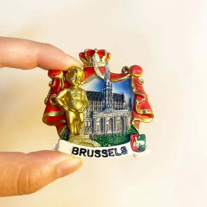 Belgian Brussels landmark building 3D peeing boy tourist decoration souvenir magnetic fridge magnet