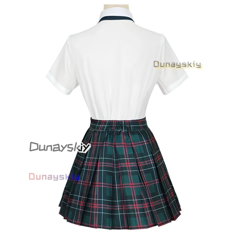 Anarquia cosplay calcinha & meia com cinta-liga calcinha traje peruca jk uniforme escolar gravata saia camisa branca acessórios de cabelo longo