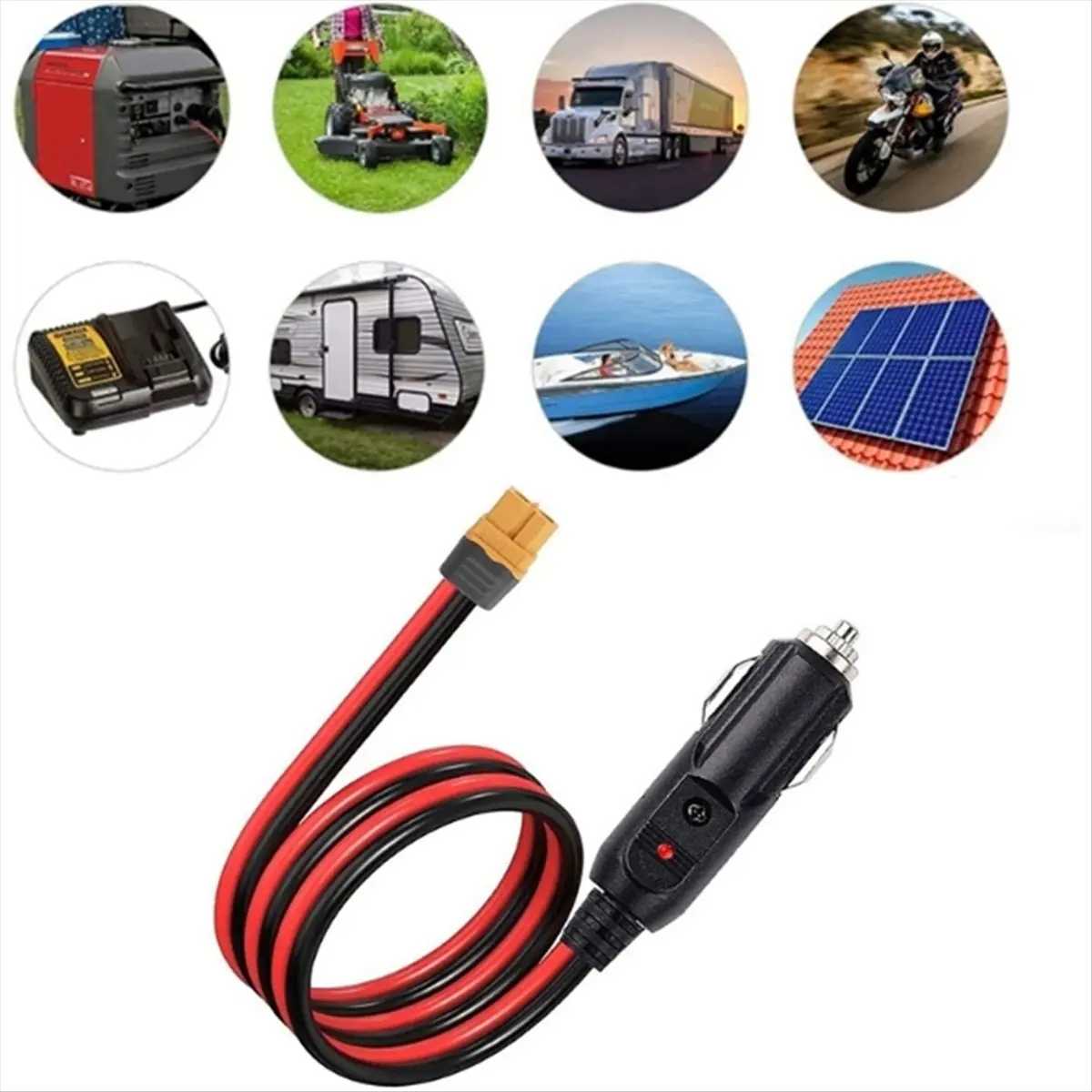 ABIU XT60 Connector Extension Cable with Lighter Plug 10FT 14AWG Car Charger and Adapter Cord to Solar Generator