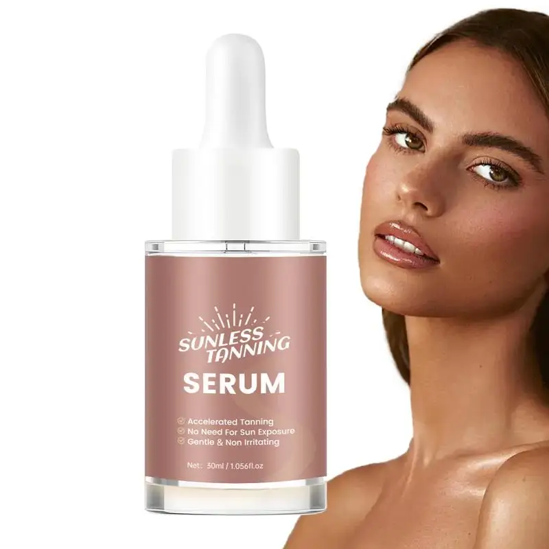 

30ml Self Tanning Drops Enhance Skin Melanin Liquid Bronzer Sunless Tanning Booster Prevent Sunburn Dark Brown Body Bronzer