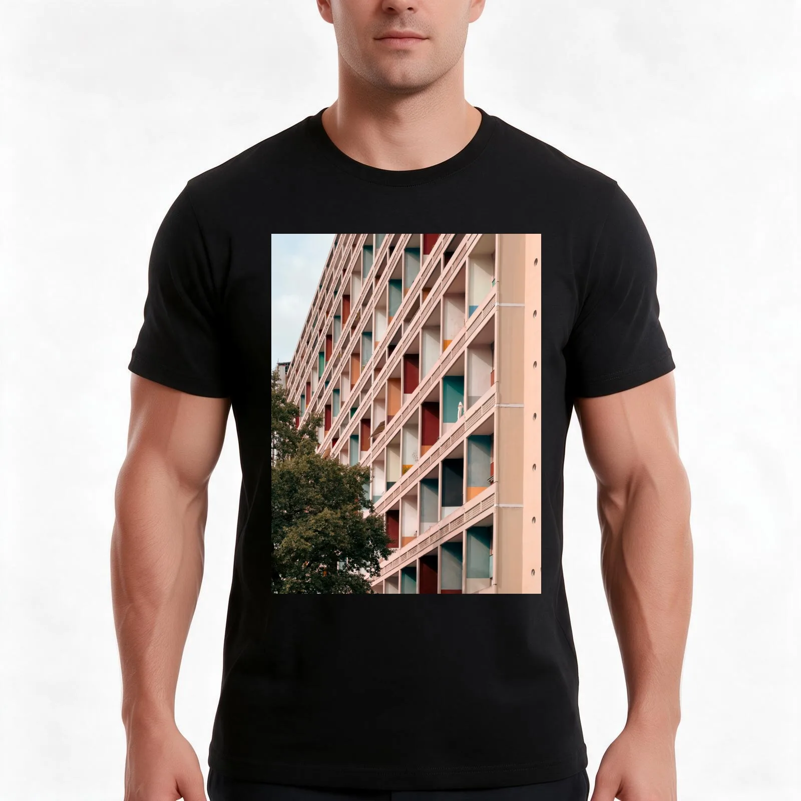 Le Corbusier architecture in Berlin 03 T-Shirt, Cool Short Sleeve T Shirt, Loose Casual Summer Unisex Top