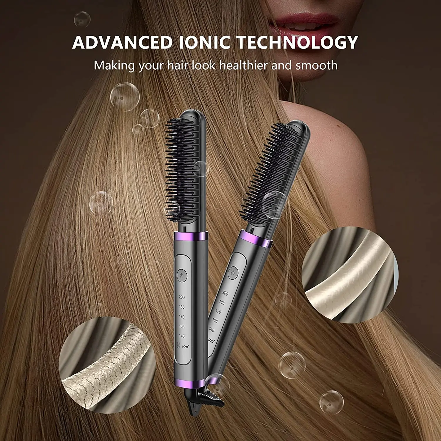 Portable Electric Ionic Hair Straightener Hairbrush Ion Comb Hair Scalp Massager Brush Hair Straightener Anti-static Styling