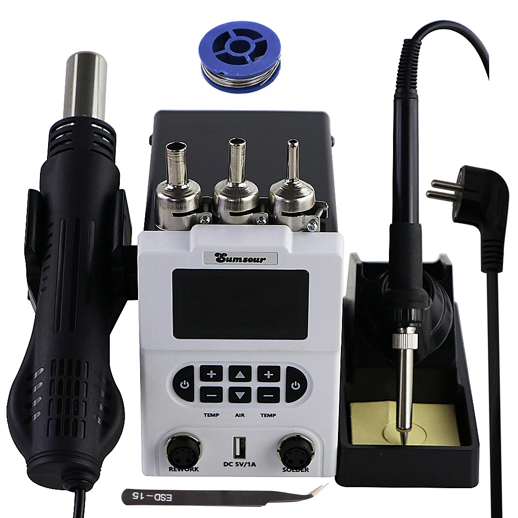 Digital display Solder Station Control Temperature Soldering Iron Hot Air Gun BGA SMD Rework Welding Desoldering Repair Tools
