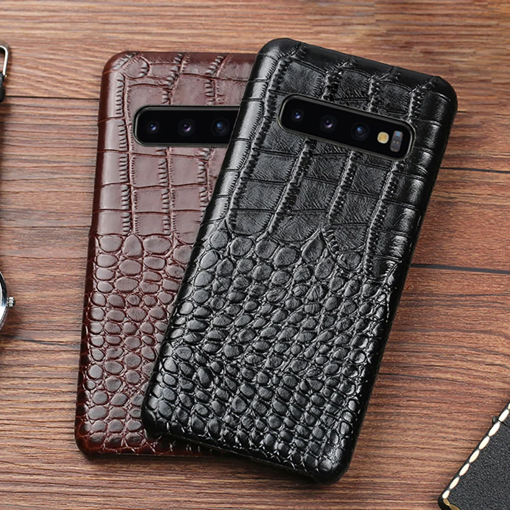 Fashion Genuine Leather Crocodile Pattern Mobile Phone Case For Samsung S20 S21 FE Plus Ultra S8 S9 S10 Note10 Note20 Lite A51