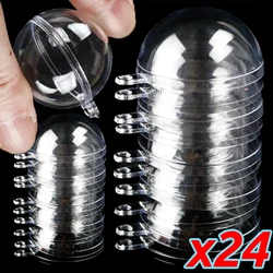 24/1PCS Hollow Christmas Ball DIY Plastic Transparent Balls Fillable Bauble Xmas Tree Hanging Ornaments Home Party Gifts Decor