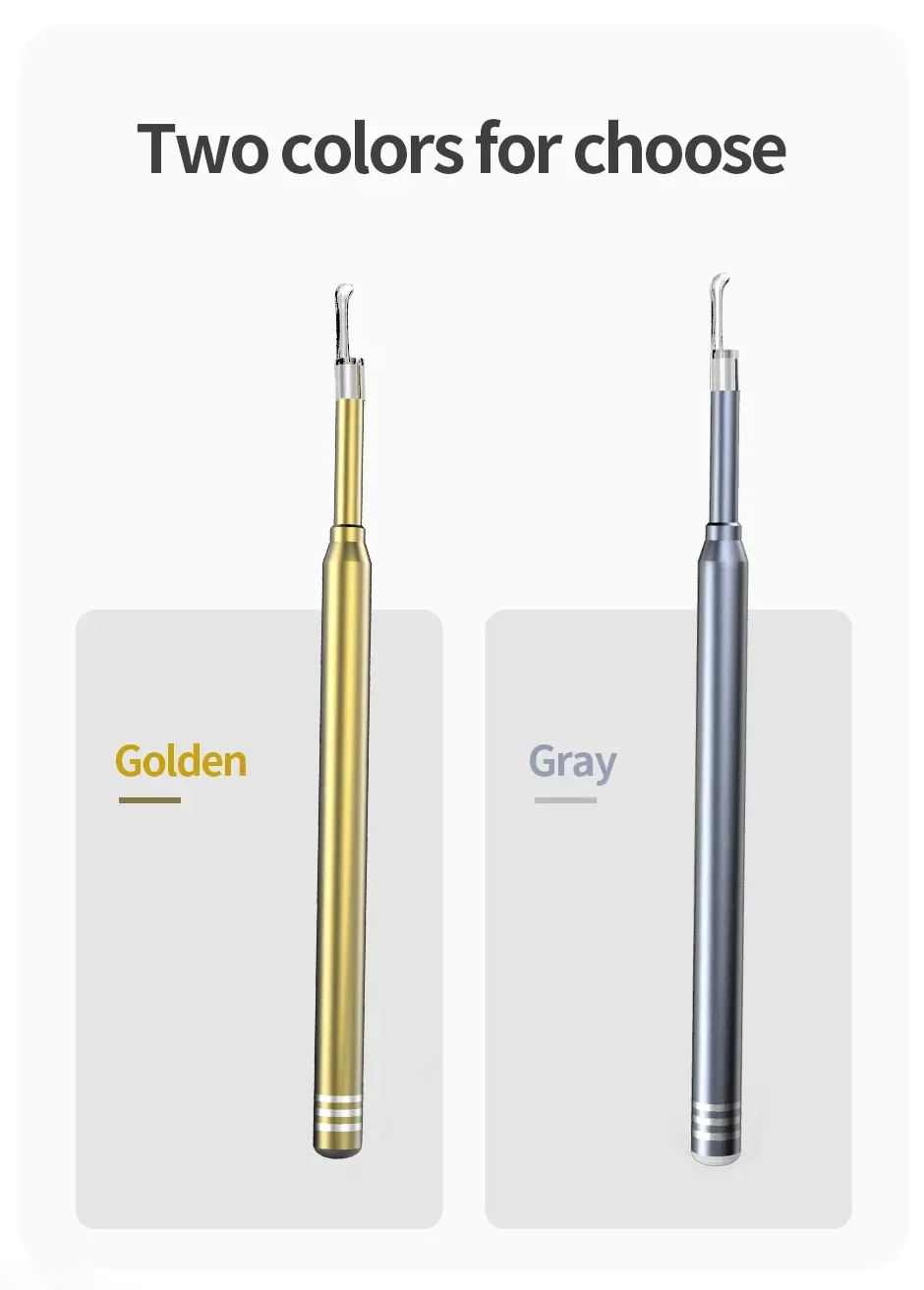 Orelha limpeza endoscópio câmera, IP67 impermeável, 6 LED, Android, tipo C, PC, Ear Pick Kit, 3 em 1