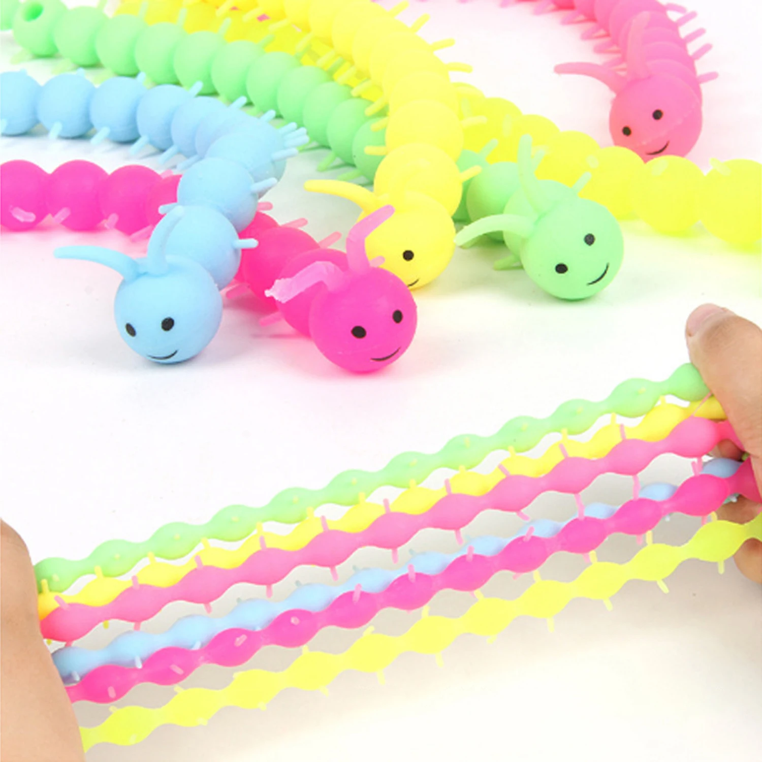 Cuerda de fideos de descompresión de estiramiento creativo para niños, juguetes Kawaii, oruga de goma suave, juguete de ventilación para adultos y