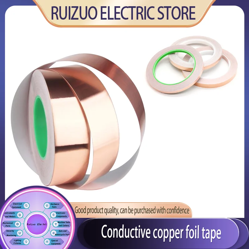 

Conductive Adhesive Copper Foil Tape 20m/Roll Single Double Sided 5 - 60mm Width For Electrical Equipment Repair Maintenance