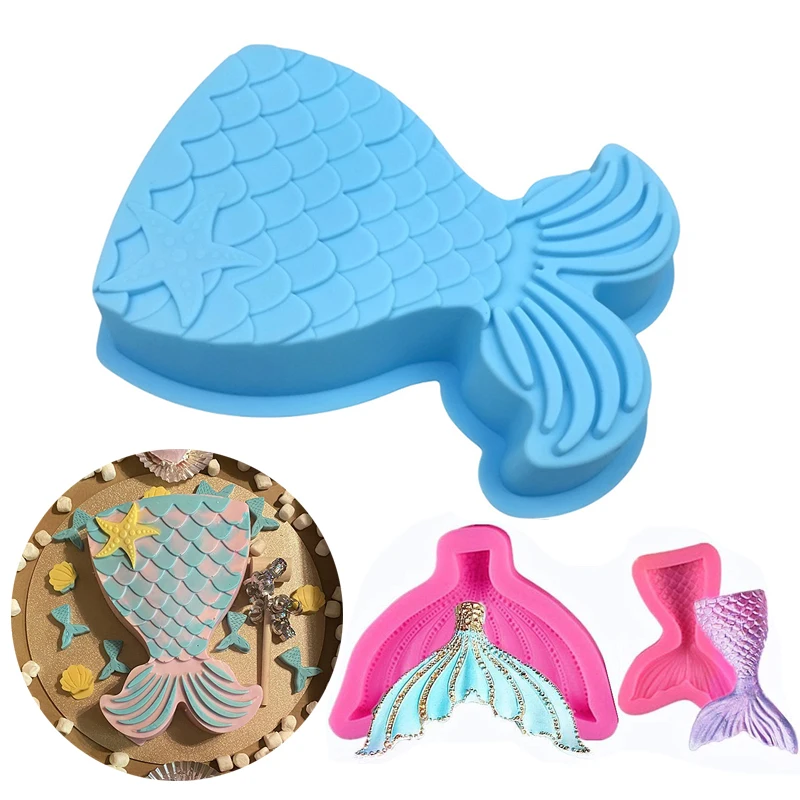 

Mermaid Tail Cake Pan Under The Sea Silicone Mold For Baby Shower Birthday Party Chocolate Candy Cupcake Topper Decoration Tools