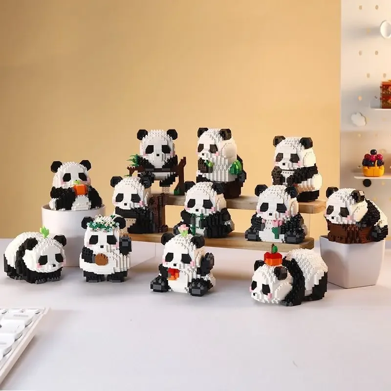 Mi Ni Panda Series Micro Particle Building Block Creative Cute Animals DIY Assembled Bricks Toys For Chillren Christmas Gift