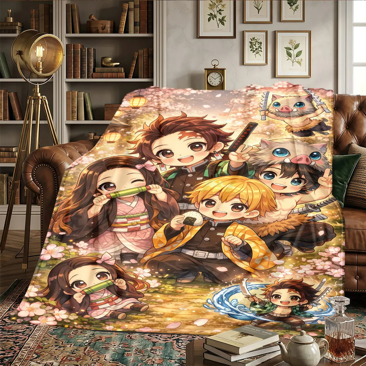 Demon Slayer Kimetsu no Yaiba Patterns Blanket Suitable For All Seasons for Naps Warmth and Comfort Birthday Gifts -HE14