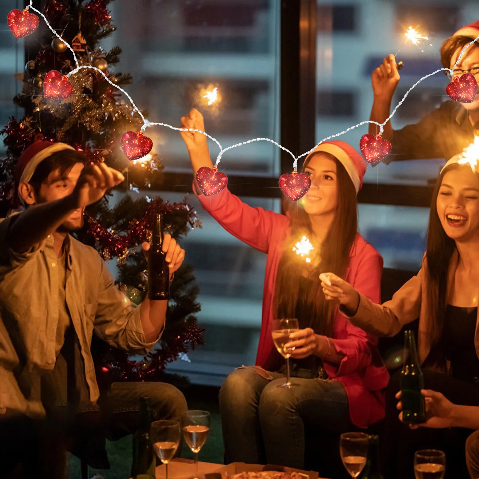 

LED Heart String Lights Valentines Day 10 Leds Romantic Indoor Bedroom Window Party Decoration 1.5 Meter LED Party Lights