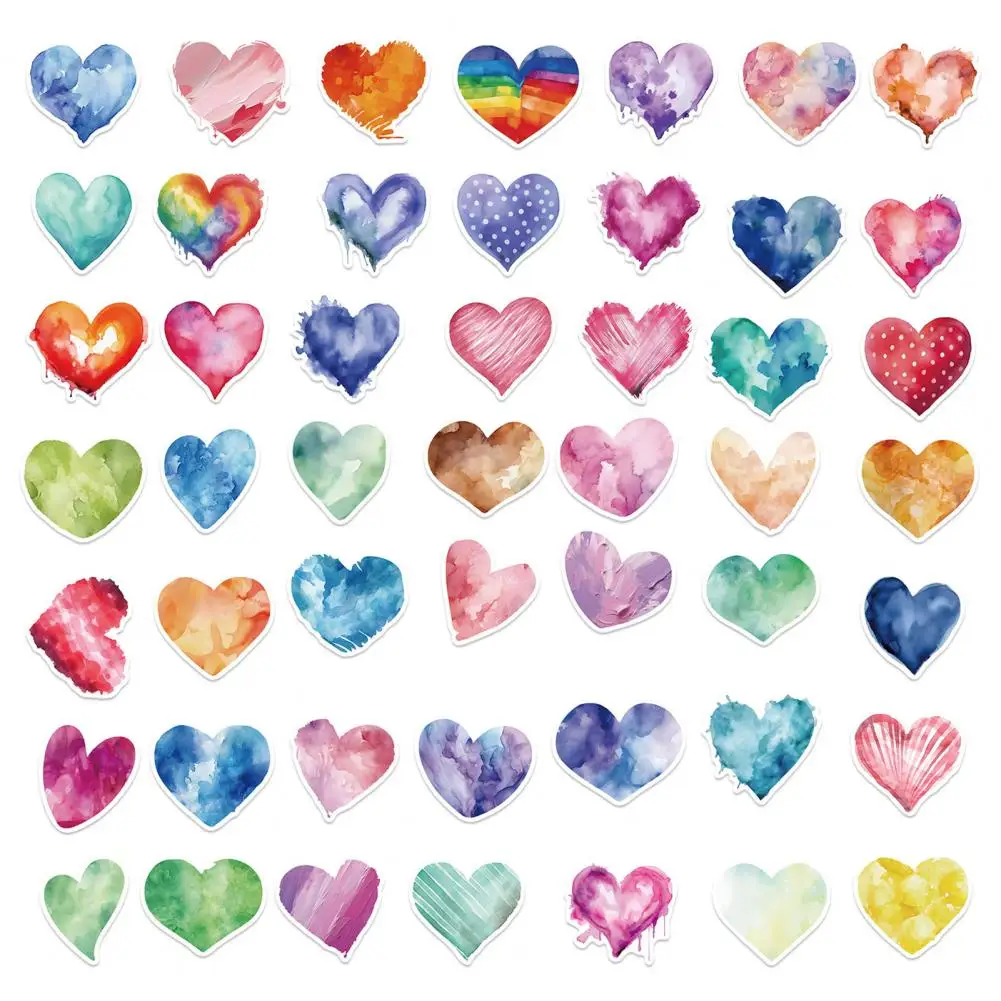 Pegatinas impermeables para ordenador portátil, calcomanías autoadhesivas con corazón de amor, para álbum de recortes, 50 piezas