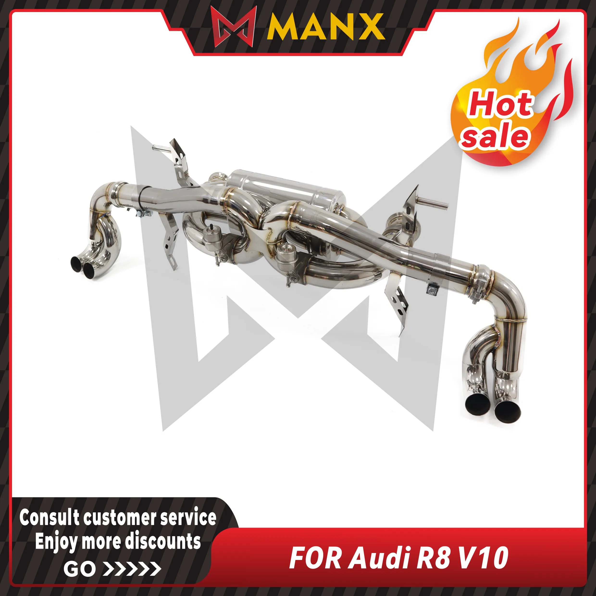 

Axle-Back Exhaust for Audi R8 V10 With Vacuum valve Sport Muffler Loud Burble Pop Sound Lightweight Racing