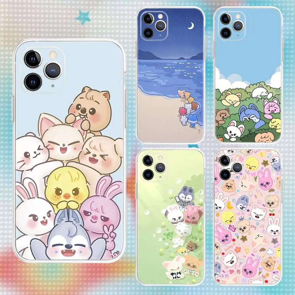 

S-SkzooS Cute Skz Phone Case For iPhone 16,15,14,13,12,11 Pro,Max,Plus,X,XS,XR,SE,Mini Transparent Silicone Soft