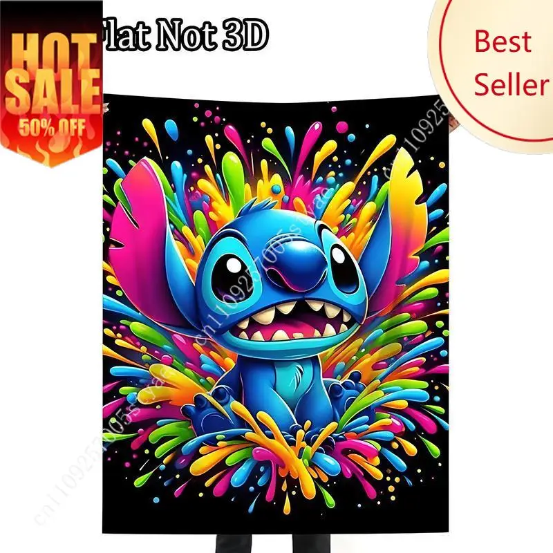 

DISNEY CLASSIC Stitch Throw Blanket - Super Soft Flannel, Lightweight, Cute Cartoon Print - Ideal for outdoor