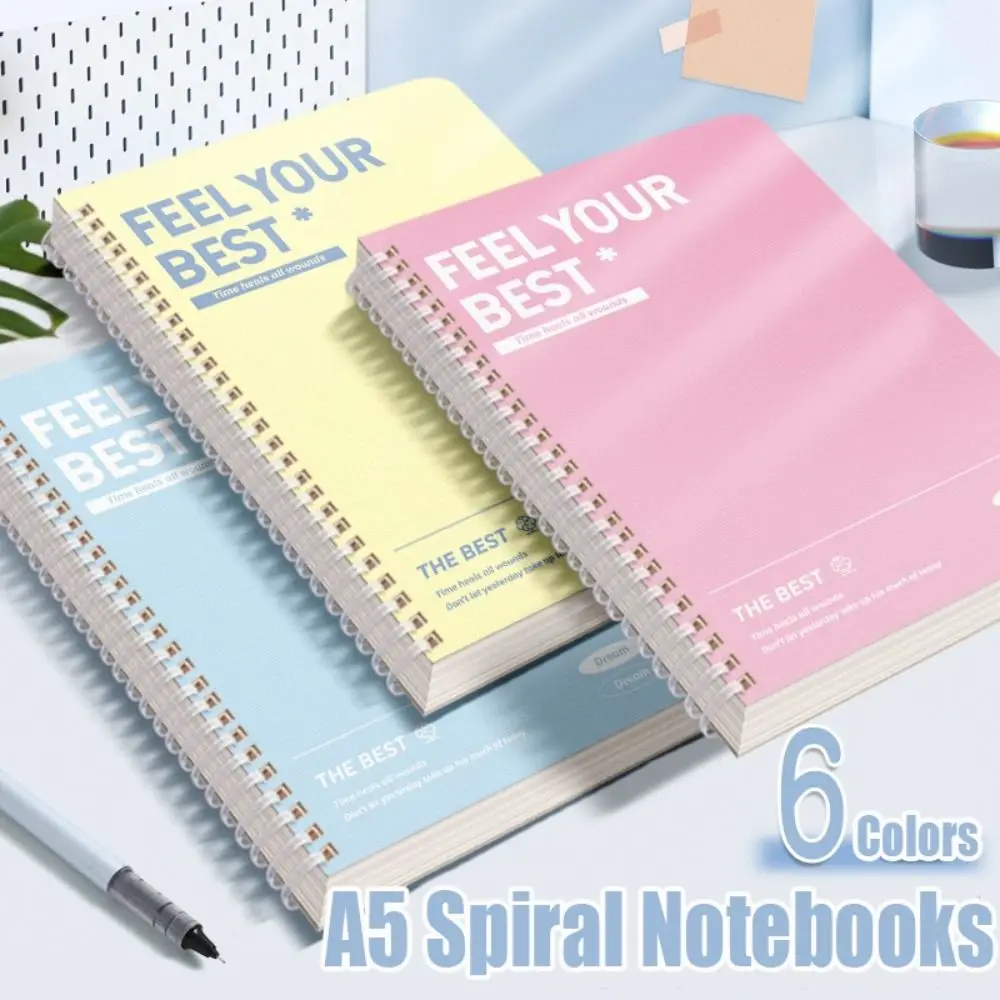60Sheets/Book A5 Spiral Notebooks Color Horizontal Line Inner Pages Diary Book Perforated Pages Notepad School Office