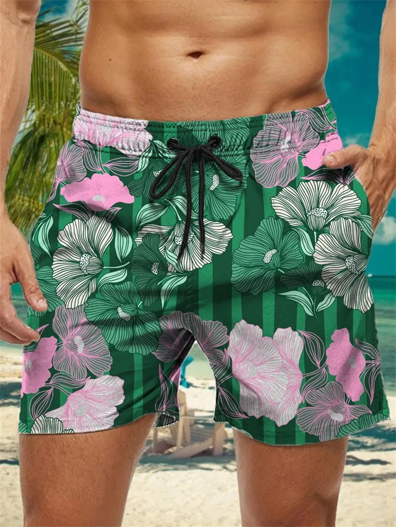 

Fashion Floral Graphic Short Pants For Men Summer Trend 3D Printed Hawaiian Beach Shorts Cool Streetwear Oversized Swim Trunks