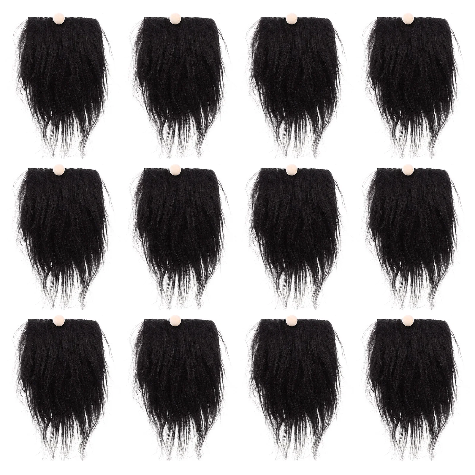 

12 Sets Beard Realistic Costume Handmade Supplies Party Fake Black Decorations Kit Man