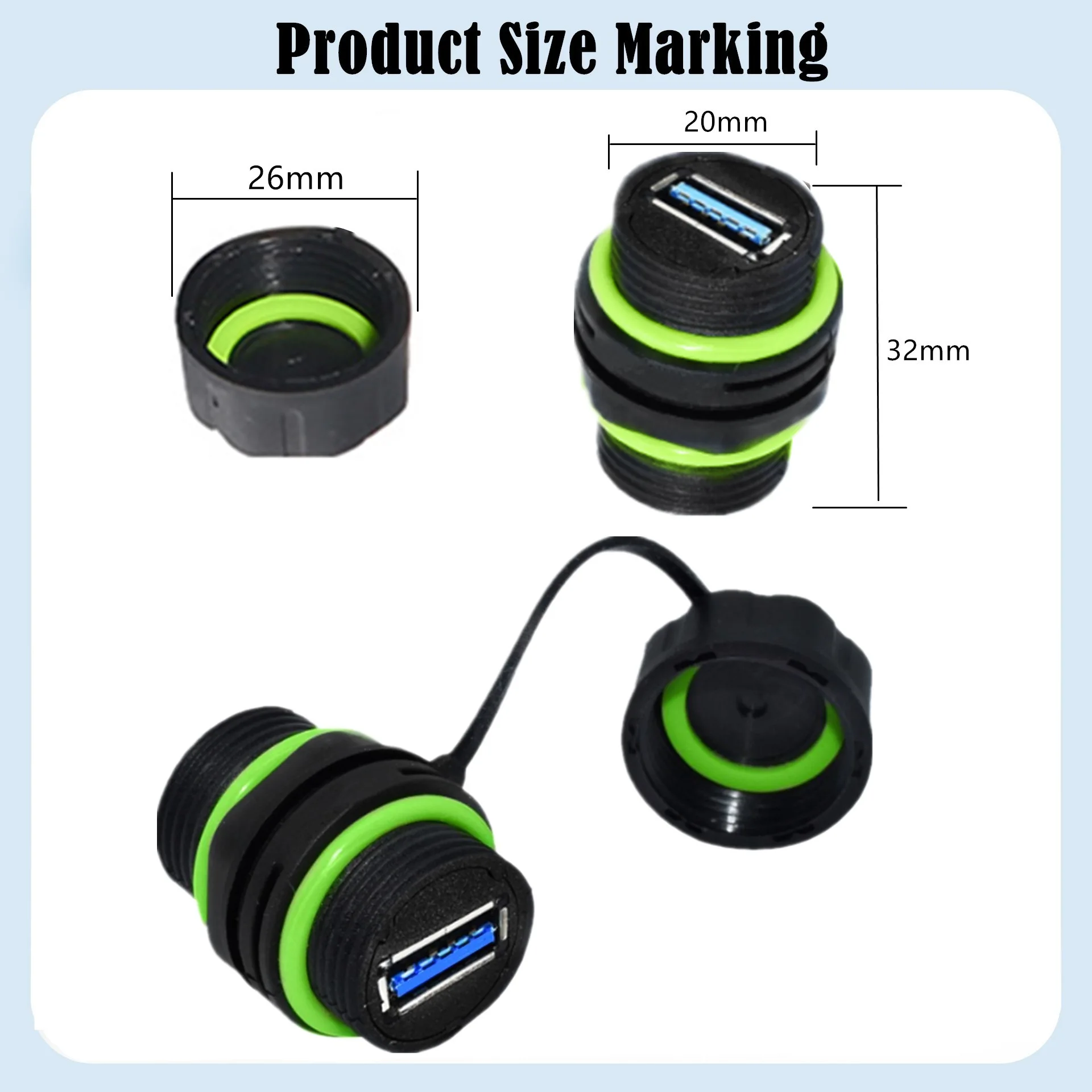 5Gpbs USB 3.0 Female to Female Panel Mount Coupler,Outdoor Waterproof USB Pass Through Adapter