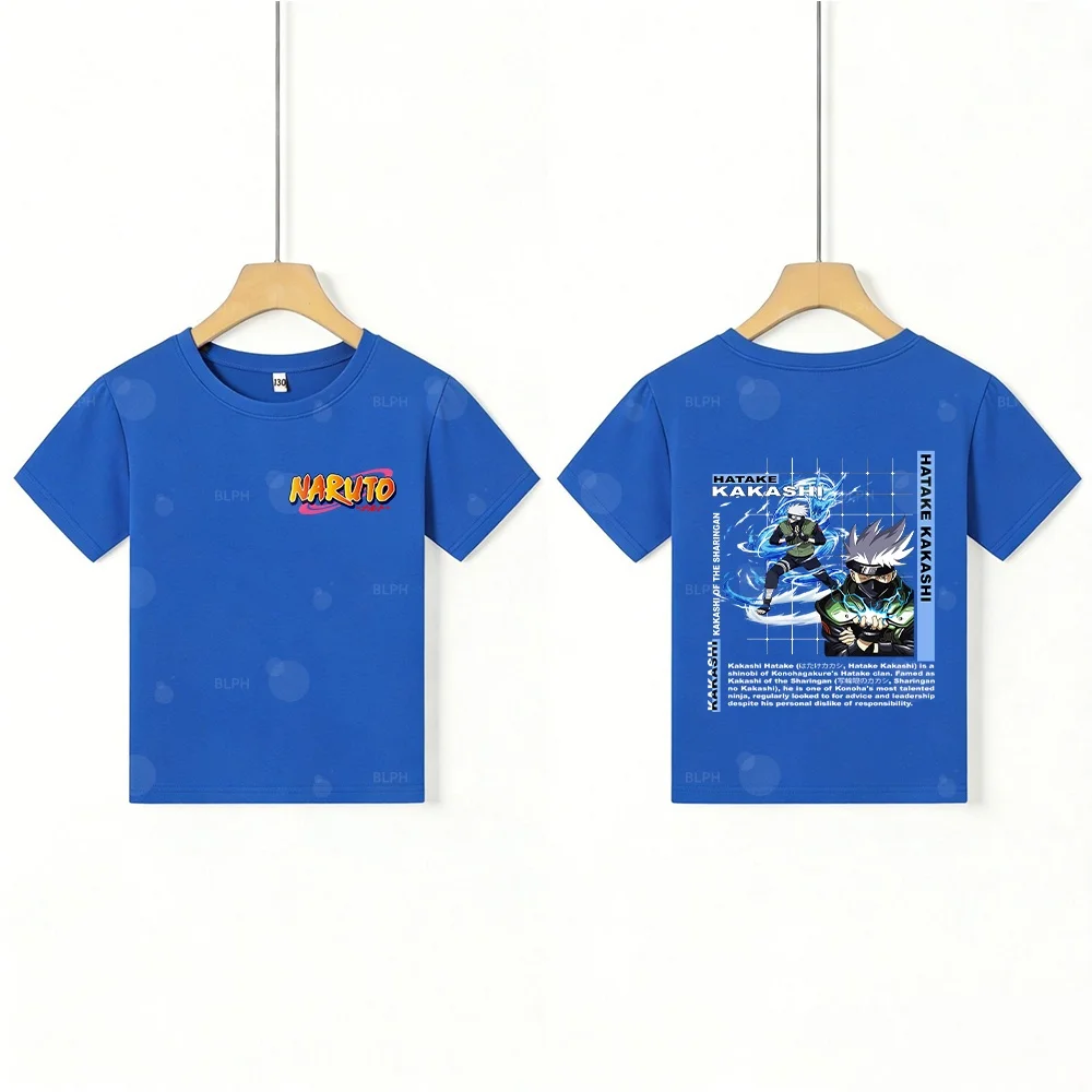 

Футболка для детей в стиле Наруто Узумаки, повседневная хлопковая футболка с аниме-принтом, модный топ с мультяшным рисунком для мальчиков